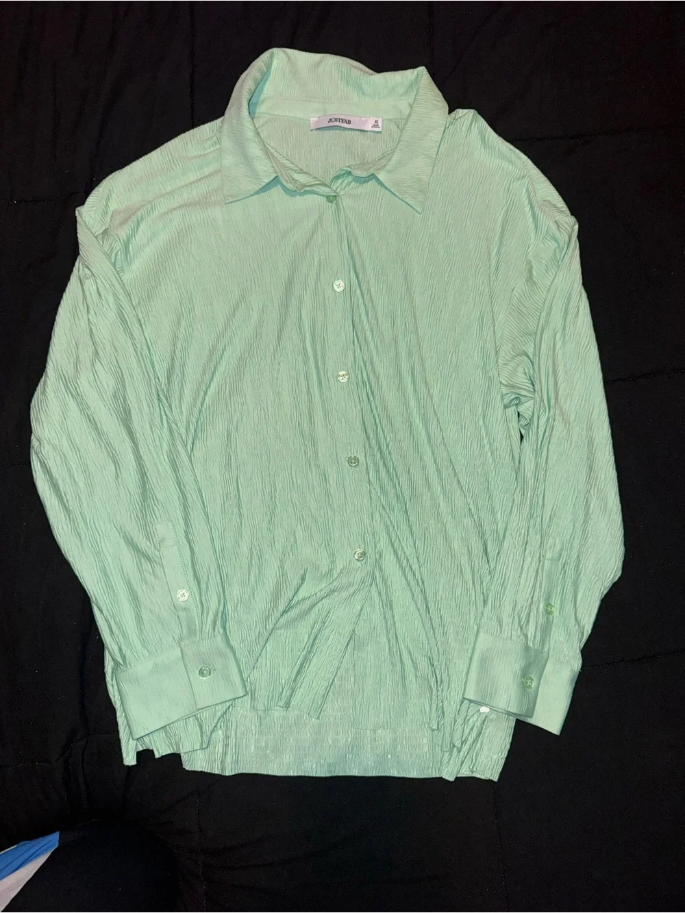 Mint Green Button-Up Top and Matching Skirt Set